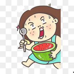 胖女孩吃瓜表情,胖女孩的甜蜜吃瓜时光