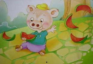 吃瓜小猪简笔画,萌态可掬的田园生活